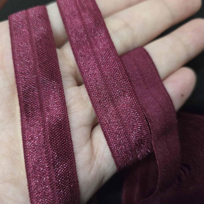 FAYADA Fold Over Elastic,5/8" Foldover FOE Trim Elastic Ribbon,Stretch FOE Band for Hair Ties Headbands Sewing Craft -5 Yards (Wine) - Image 3